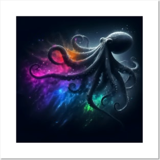 Monochromatic Octopus Rainbow Color Splash Posters and Art